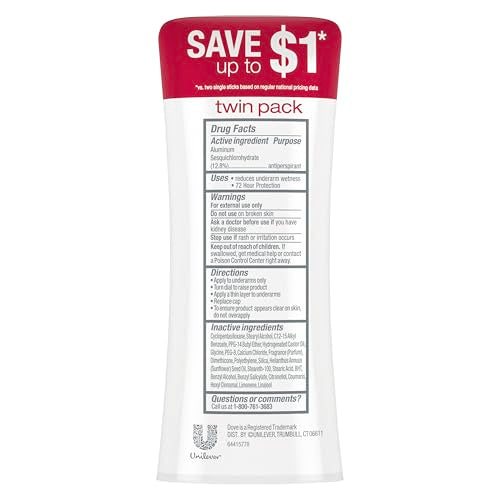 Dove Advanced Care Antiperspirant Deodorant for Women Twin Pack Revive 72 hour sweat and odor protection 2.6 oz (Packaging May Vary)
