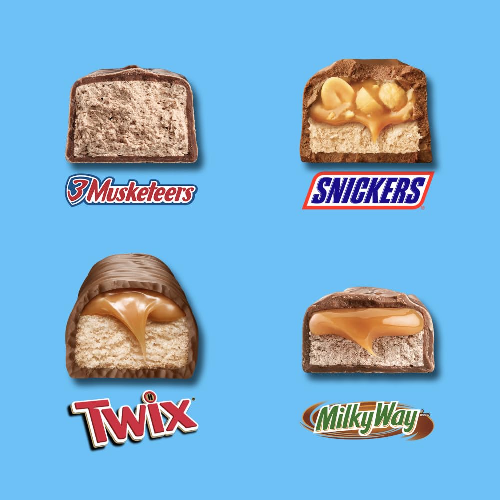 SNICKERS, TWIX, MILKY WAY and 3 MUSKETEERS Winter Sports Individually Wrapped Chocolate Candy Bars Variety Pack, Sharing Size, 8.31 Oz Bulk Bag