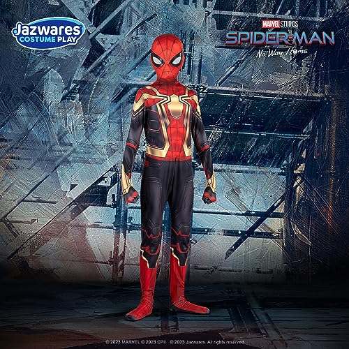 MARVEL Integrated Spider-Man Official Youth Deluxe Zentai Costume - Stretch Spandex with Hidden Zippers and Wrist Slits