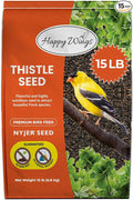 Happy Wings Nyjer Thistle Seeds for Wild Birds 15 lbs No Grow Premium Bird Seed Attracts Finches, Goldfinches, Ideal for Year-Round Feeding High in Protein and Energy.