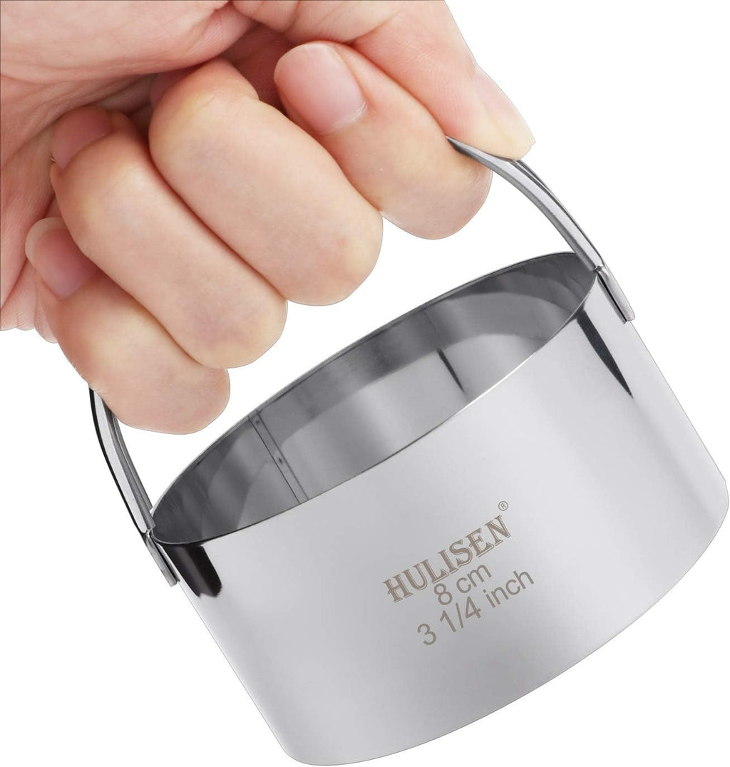 HULISEN Biscuit Cutter Set (5 Pieces/Set), Round Cookies Cutter with Handle, Professional Baking Dough Tools, Gift Package