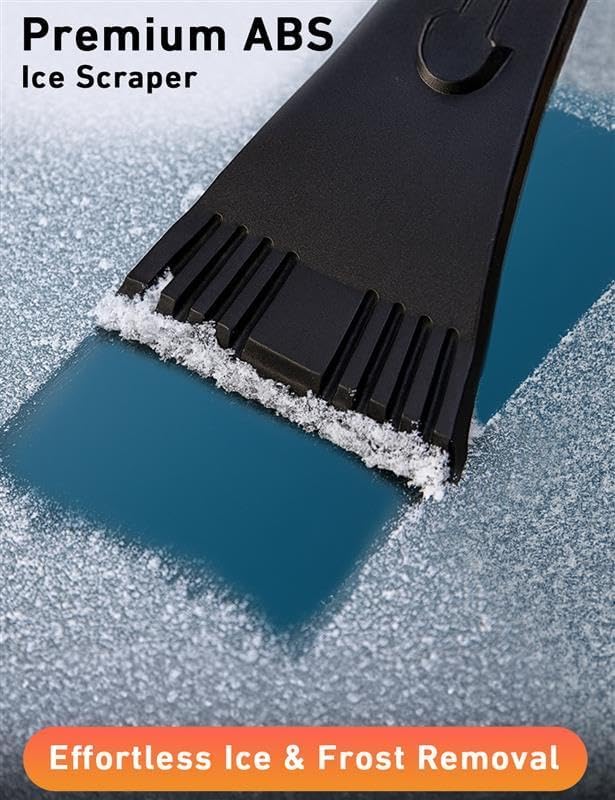 EcoNour 27" Aluminum Ice Scrapers for Car Windshield | Car Window Scraper and Snow Brush with Ergonomic Foam Grip Winter Accessories (Orange)