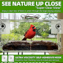 WENMIXER Window Bird Feeder with Non-Marking Self-Adhesive Hooks, Clear and Transparent, Outdoor Wild Bird Watching Gift, Garden Decor (Standard)