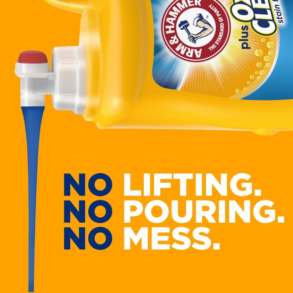 ARM & HAMMER Plus OxiClean Stain Fighters Liquid Laundry Detergent, Fresh Scent, 166.5 fl oz, 128 Loads