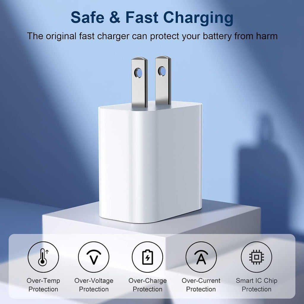 iPhone Charger Fast Charging,20W PD USB C Wall Charger 4 Pack with 6FT Fast Charging Cable - Fast Charger for iPhone 14/14 Pro Max/13/13 Pro/12/12 Pro/11/11 Pro/XS, iPad
