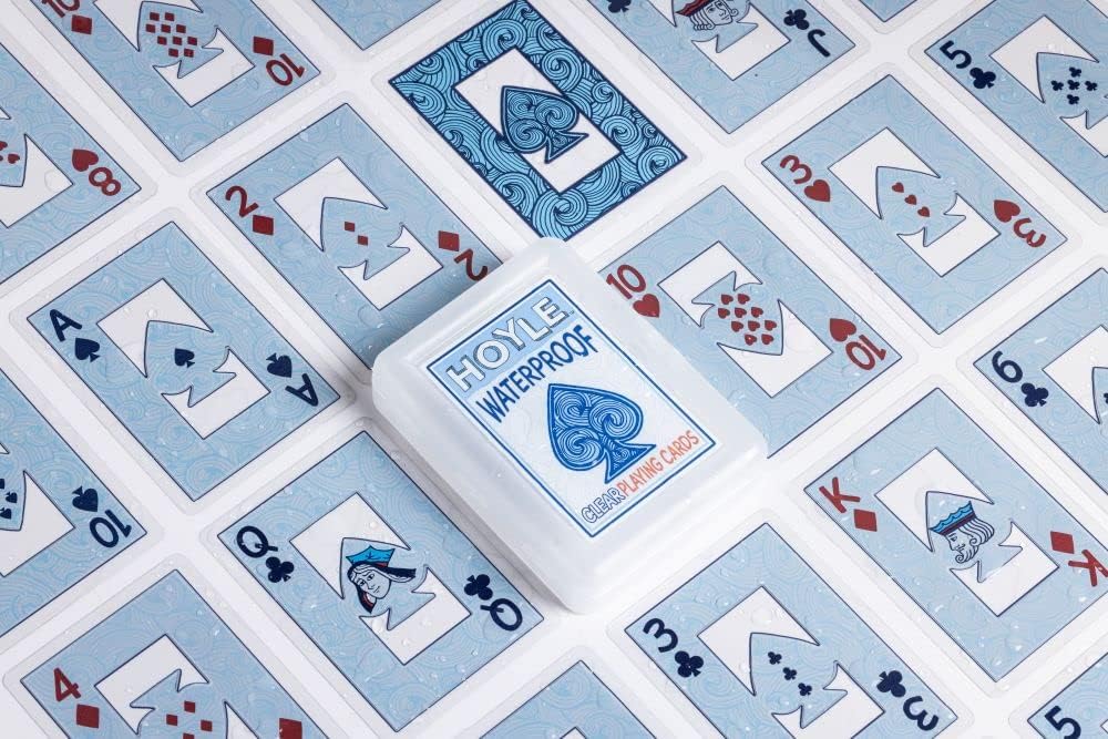 Hoyle Waterproof Playing Cards, Clear Plastic Deck of Cards for Outdoor Card Games, Camping, Beach, Pool & Travel Games (1 Deck)