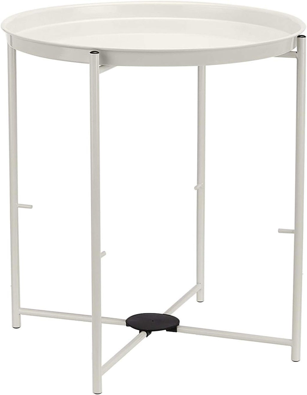 Storage End Table, Side Table with Cloth Basket, White/Heather Gray, 17.7"L x 17.7"W x 18.9"H