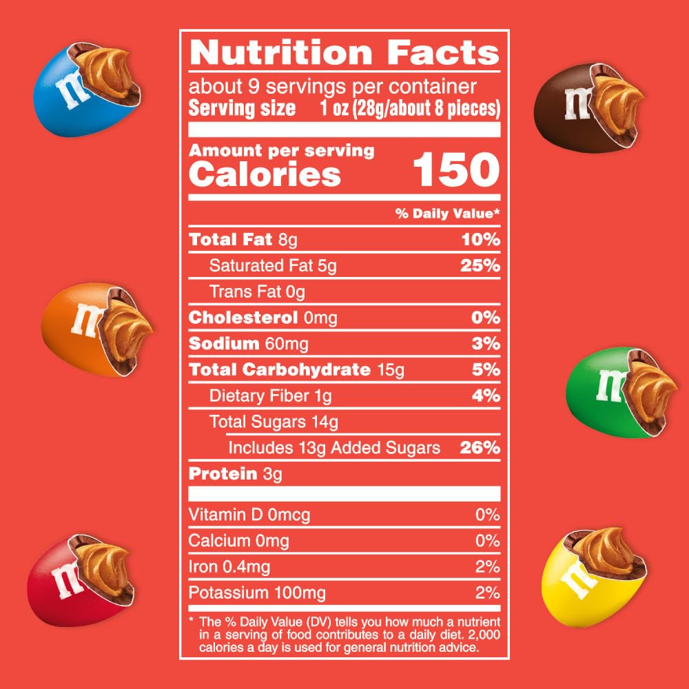 M&M'S Mega Peanut Butter Chocolate Candy, Sharing Size, 8.6 Oz Resealable Bag