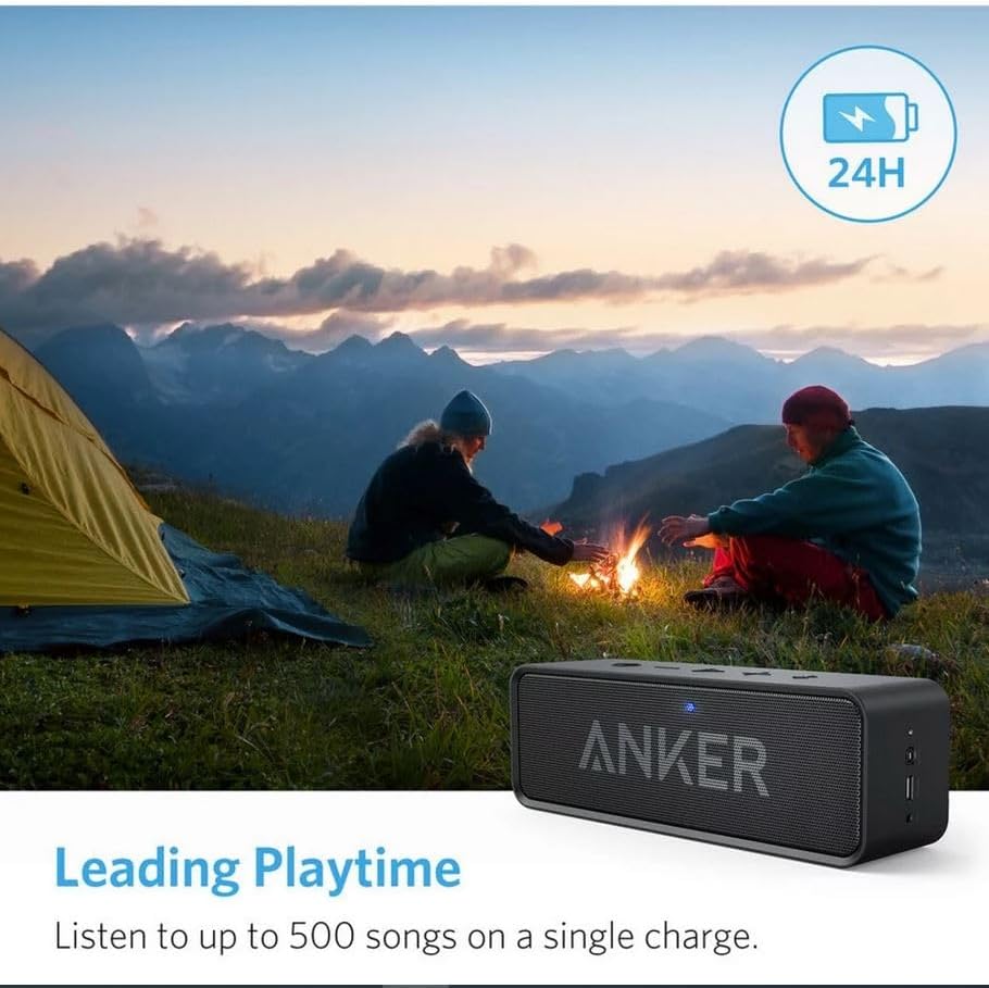 Anker Soundcore Upgraded Bluetooth Speaker with IPX5 Waterproof, Stereo Sound, 24H Playtime, Portable Wireless Speaker for iPhone, Samsung and More (Black)