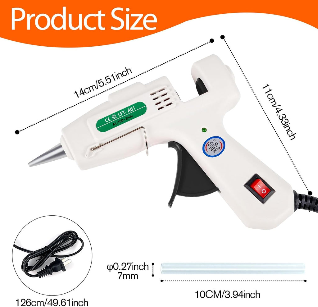 Mini Hot Glue Gun Kit with 30 Glue Sticks - Fast Preheating Hot Melt Gun, High Temp for School Crafts DIY Arts and Quick Home Repairs(White)