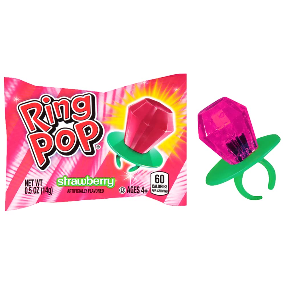 Ring Pop Individually Wrapped Bulk Lollipop Variety Pack – 10 Count Lollipop Suckers w/Assorted Flavors - Fun Candy for Birthdays and Celebrations
