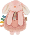 Itzy Ritzy - Itzy Lovey Including Teether - Baby Lovey with Teether, Textured Ribbons & Dangle Arms - Features Crinkle Sound, Sherpa Fabric and Minky Plush (Pink Bunny)