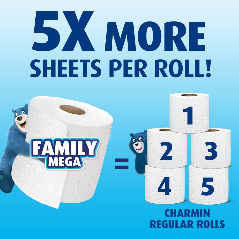 Charmin Ultra Soft Cushiony Touch Toilet Paper, 18 Family Mega Rolls = 90 Regular Rolls