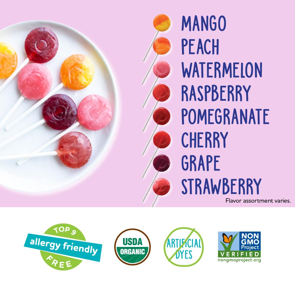 YumEarth Organic Vitamin C Pops Variety Pack, 40 Fruit Flavored Favorites Lollipops, Allergy Friendly, Gluten Free, Non-GMO, Vegan, No Artificial Dyes