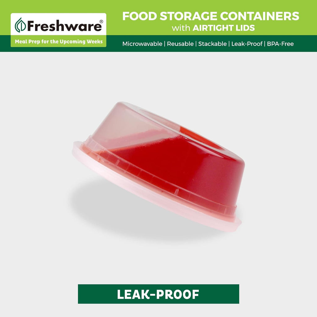 Freshware Food Storage Containers [50 Set] 8 oz Plastic Deli Containers with Lids, Slime, Soup, Meal Prep Containers | BPA Free | Stackable | Leakproof | Microwave/Dishwasher/Freezer Safe