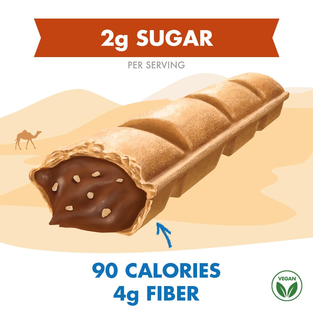 Rip Van Crispy Dunes Vegan Chocolate Hazelnut Wafer Sticks – Low-Calorie Keto Snack with Hazelnut Cream Filling, 90 Calories, Non-GMO, Prebiotic Fiber - 12 Pack