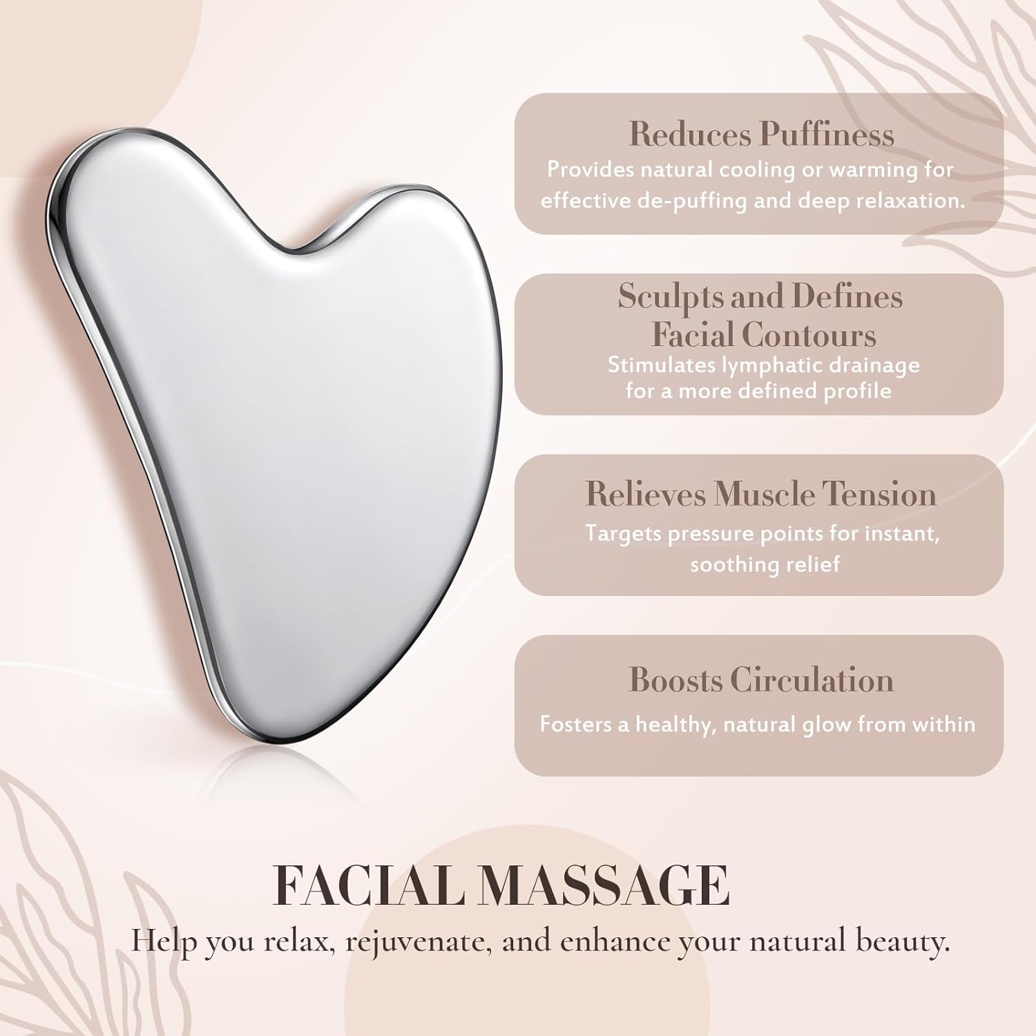 Nuanchu Stainless Steel Gua Sha Facial Tools Metal Guasha Tool for Face Body Jawline Shaper, Double Chin Reducer, Puffiness Reducing, Lymphatic Drainage Massager Skin Care Gift with Pouch