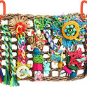Foraging Toys for Parakeets Cockatiel Conures Lovebirds - Seagrass Wall with Various Bird Toys
