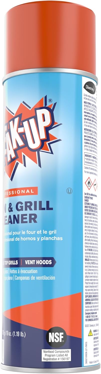 Diversey CBD991206 Break Up Professional Oven & Grill Cleaner, Heavy Duty Spray Removes Baked on Grease, Aerosol, 19-Ounce