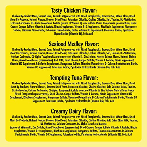 Temptations Classic Crunchy and Soft Cat Treats Feline Favorites Variety Pack, 3 oz. Pouches (Pack of 4)