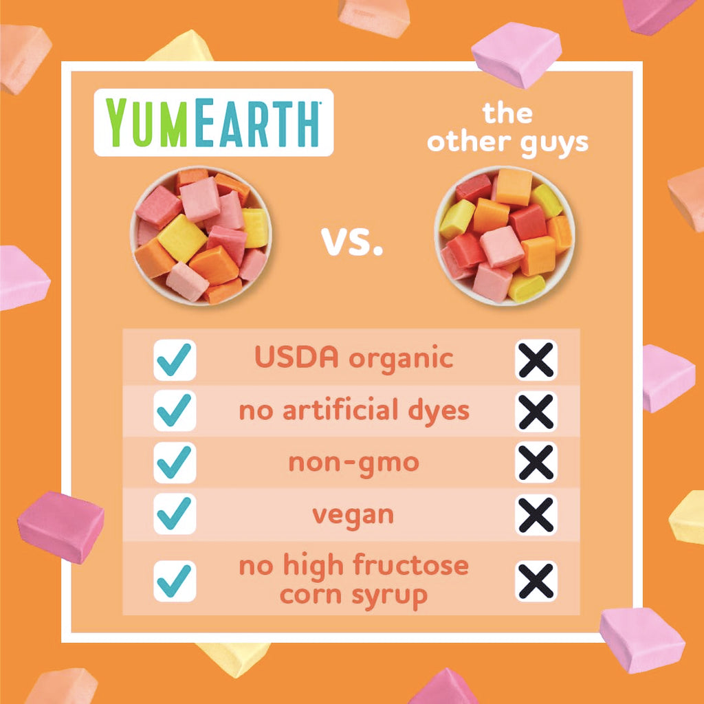 YumEarth Organic Chewys Fruit Flavored Candy Chews - Allergy Friendly, Gluten Free, Non-GMO, Vegan, No Artificial Dyes - Assorted Flavors, 7.5 oz.
