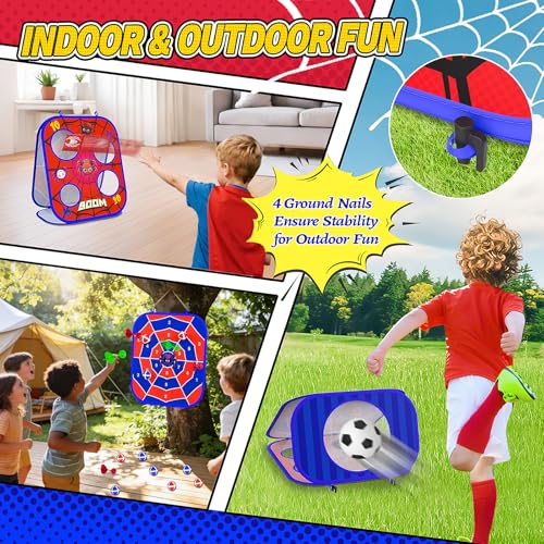 Spider Bean Bag Toss Game, 3-in-1 Cornhole Board Outdoor Toys for Kids, Family Party Activity Toddler Yard Backyard Beach Lawn Party Camping Game Toys for 3 4 5 6 7 8 Year Old Boys Girls Birthday Gift