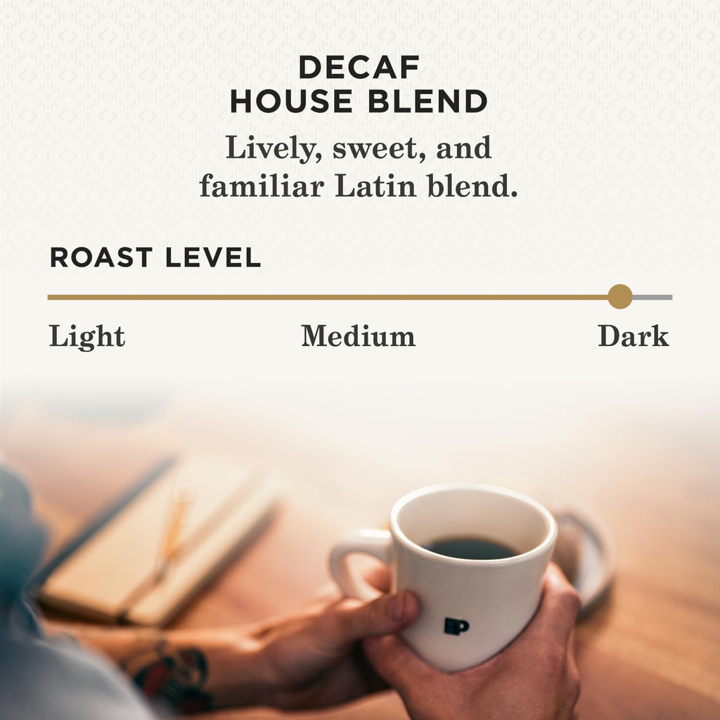 Peet's Coffee, Dark Roast Decaf Single Serve Coffee Pods, 100% Arabica Coffee - Decaf House Blend 32 Count (1 Box of 32 Pods)