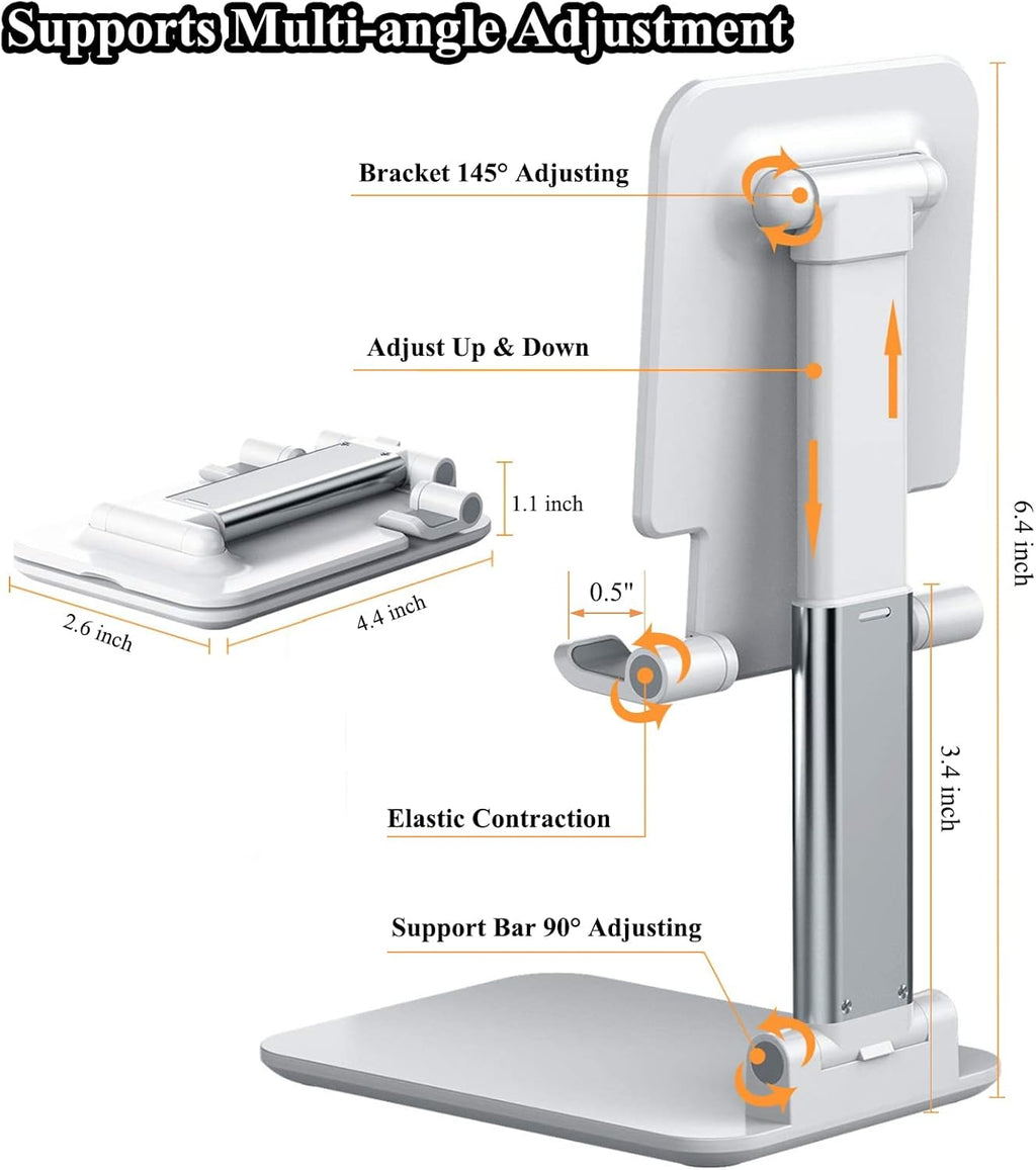 2 Pcs Cell Phone Stand, Adjustable Angle Height Phone Stand for Desk, Fully Foldable/Portable Phone Holder, Compatible for iPhone 16/15/14/13/12/Smartphones