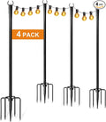 4 Pack String Light Poles for Outside with Ground Stakes and Fence Clips | Adjustable 7-section metal patio light poles for string lights and lanterns; for garden, patio, backyard and outdoor decor.