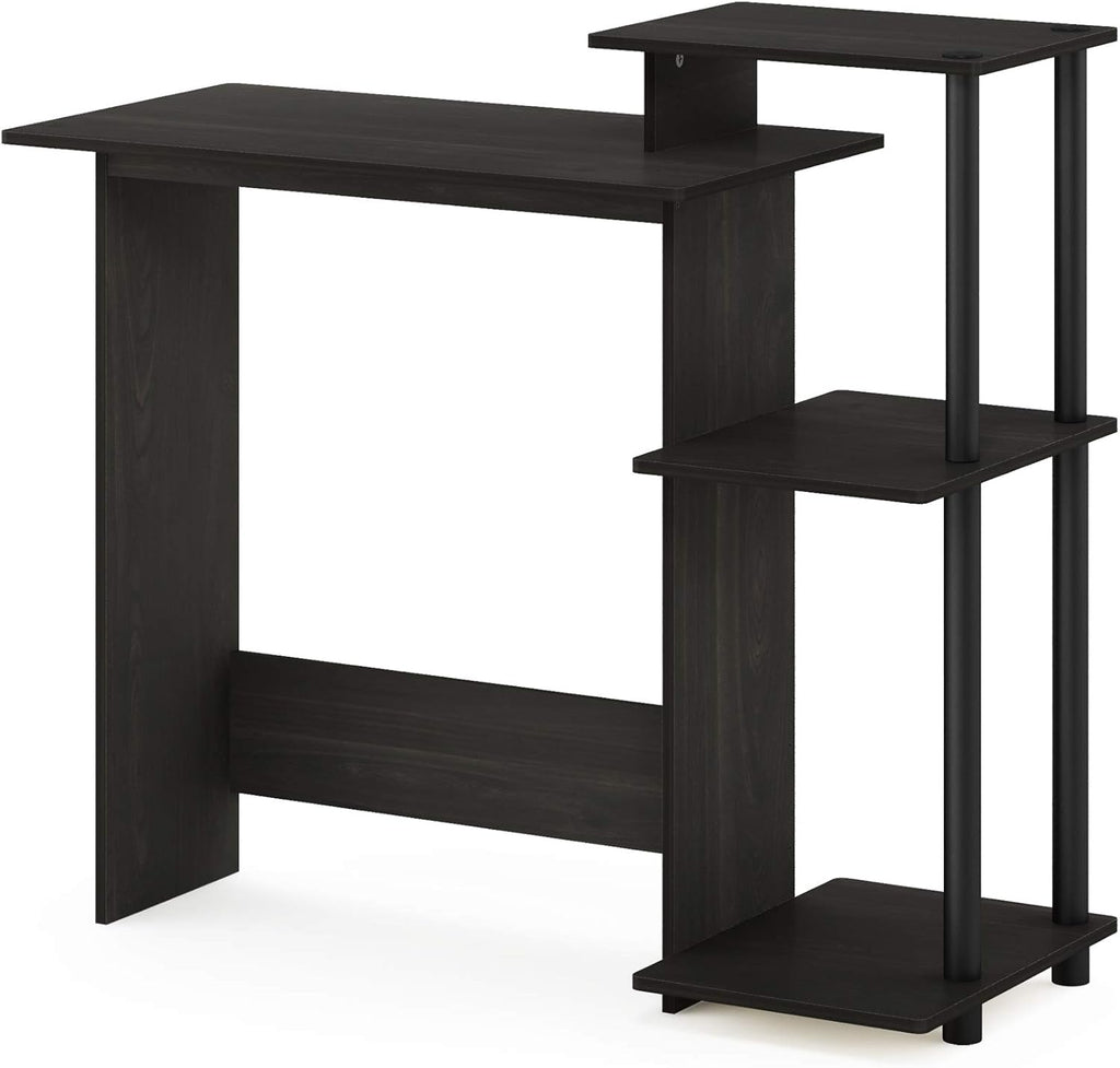 Furinno EFFICIENT Desk, Gaming Desk, with 3 Open Side Shelves, Laptop Notebook Computer Desk,Office Desk for Home Office, Study Room, Dorm, Espresso