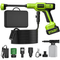 Cordless Portable Washer, 1100 PSI Battery Operated Washer with All-Copper Motor, Battery, 23FT Hose, Storage Bag; Handheld Washer; Lightweight Car Washer for Home, Garden (Lime Green)