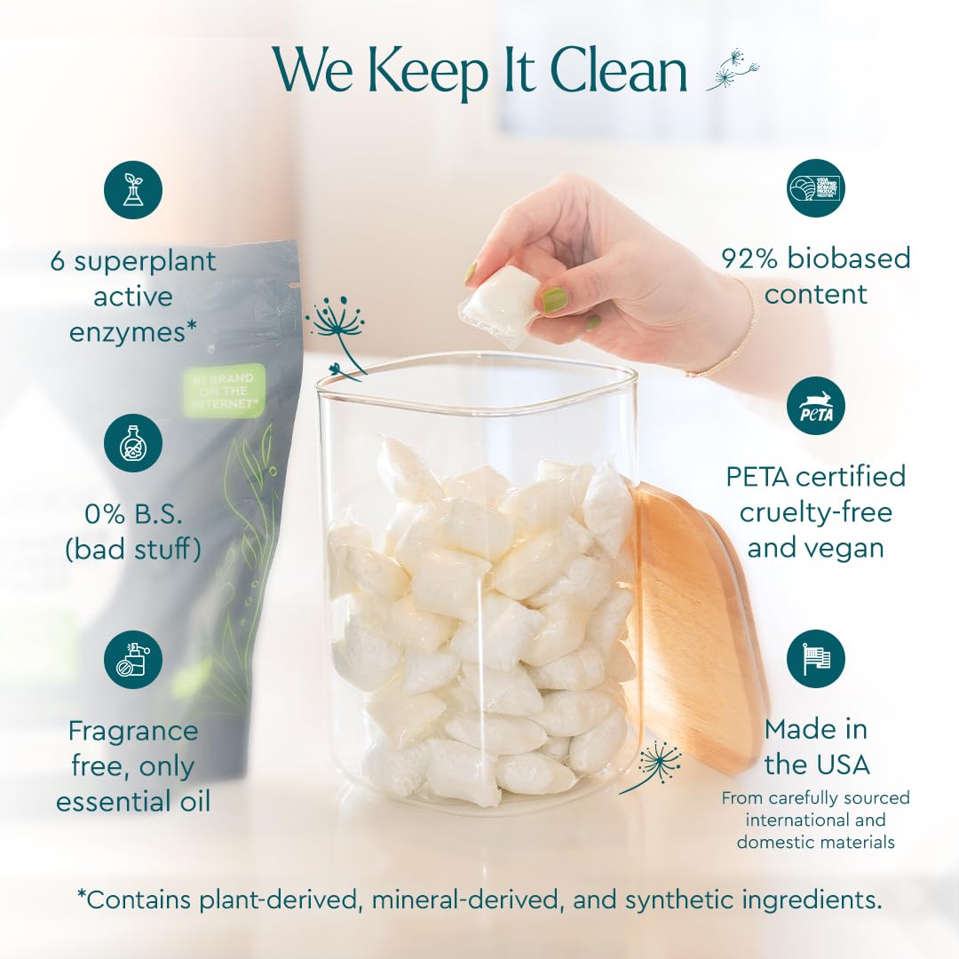 Puracy Dishwasher Pods, Natural Dishwasher Detergent, Free & Clear Dish tabs - Enzyme-Powered, Spot & Residue Free - TikTok Trend Items, Must Haves from TikTok Made Me Buy It (Free & Clear, 50 Count)