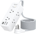 Power Strip Surge Protector, BESHON 5Ft Extension Cord, 6 Outlets with 4 USB Ports (2 USB C Outlet), 3-Side Outlet Extender, Wall Mount, Compact for Travel, Home, School, College Dorm Room and Office