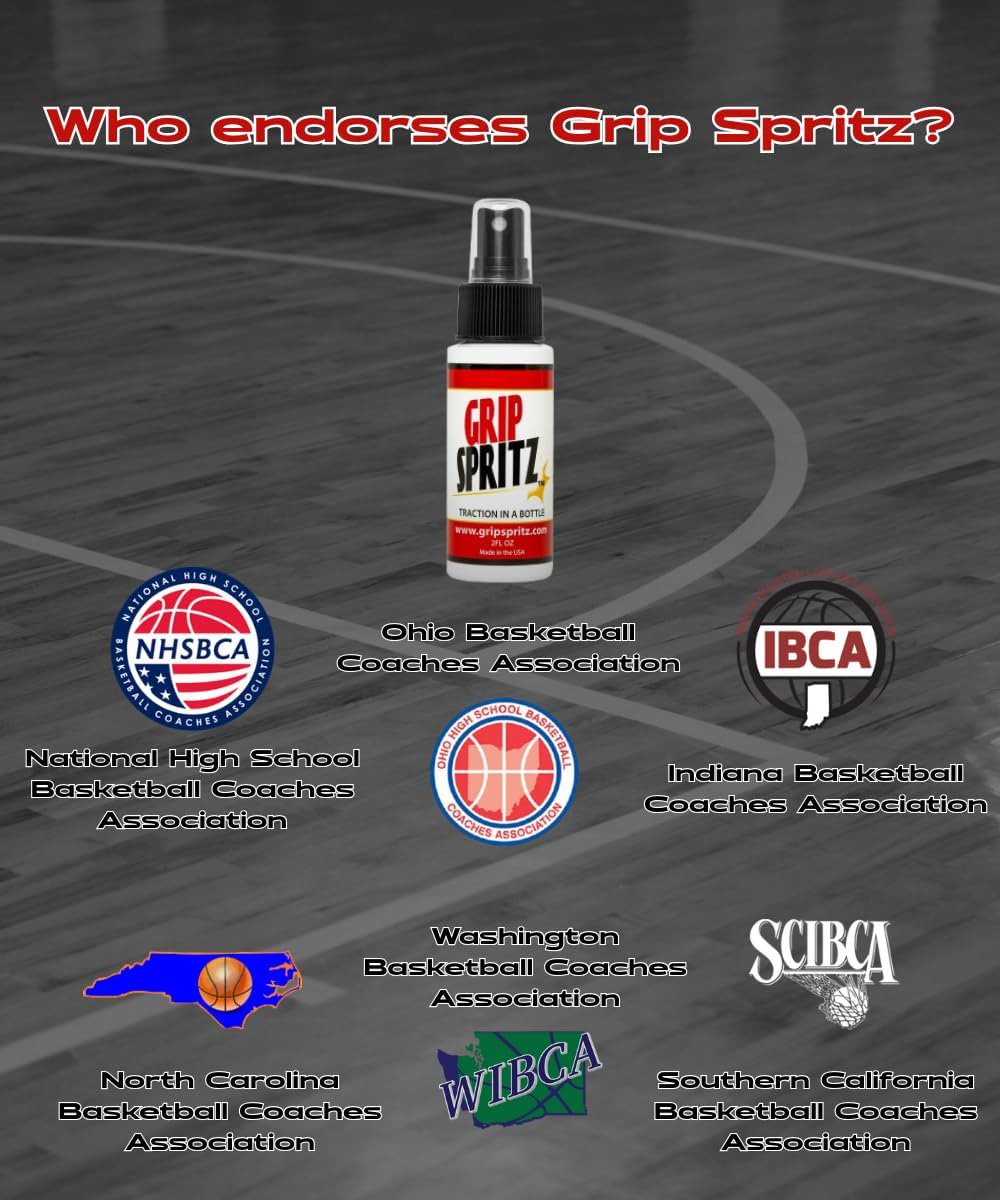 Grip Spritz - Basketball Shoe Grip Spray - Improve Sole Traction & Court Grip - Rejuvenate & Elongate Sneaker Life - Anti Slip Grip & Performance Enhancer - Basketball Accessory