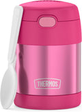 THERMOS FUNTAINER Insulated Food Jar, 10 Ounce, Kid Friendly Food Jar with Foldable Spoon, Pink