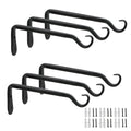 Worth 6-Pack 7" Plant Hanger Bracket, Forged Iron Black Hanging Hooks | Heavy Duty Wrought Hanging Plant Holder for Garden Fence, Wall Hooks for Bird Feeder, Indoor Outdoor Use
