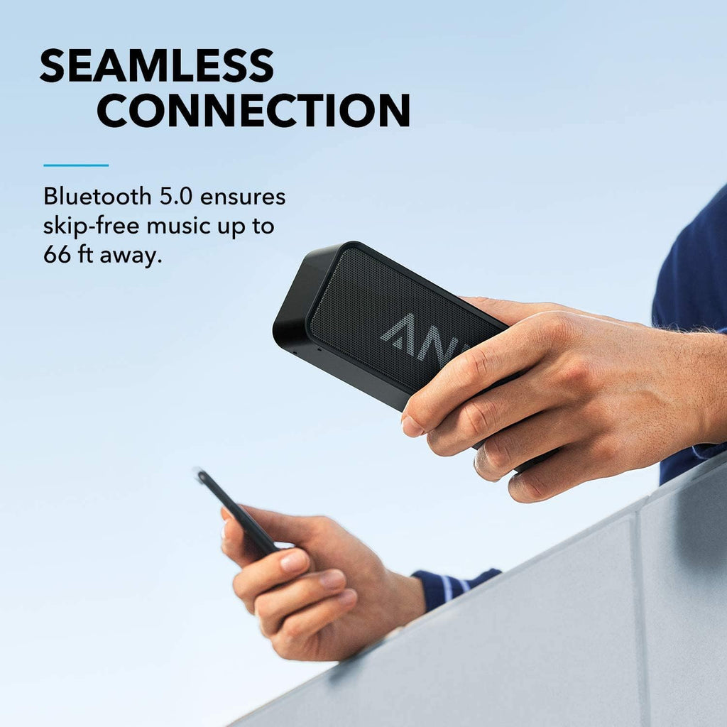 Anker Soundcore Upgraded Bluetooth Speaker with IPX5 Waterproof, Stereo Sound, 24H Playtime, Portable Wireless Speaker for iPhone, Samsung and More (Black)