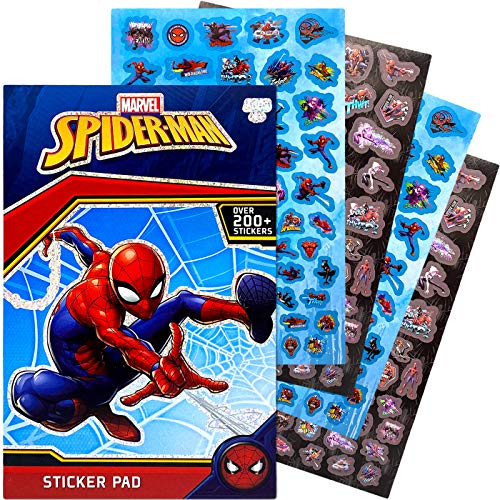 Marvel Spiderman Sticker Book Over 200+ - Perfect for Gifts, Party Favor, Goodies, Reward, Scrapbooking, Stocking Stuffer, Children Craft, Classroom, School for Kids Girls, Boys, Toddlers