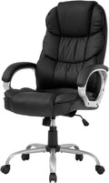 FDW Office Chair Computer High Back Adjustable Ergonomic Desk Chair Executive PU Leather Swivel Task Chair with Armrests Lumbar Support (Black)