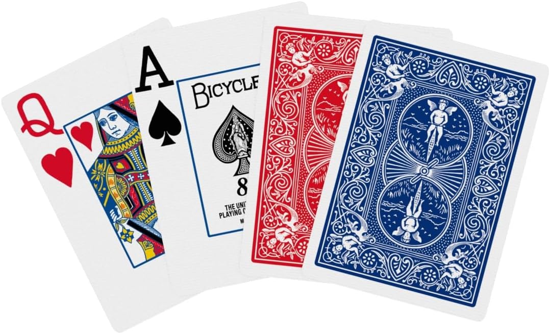 Bicycle Jumbo Index Playing Cards , 2 Pack Large Print Poker Size Deck of Cards for Easy Reading, Family Card Games, and Casino Play