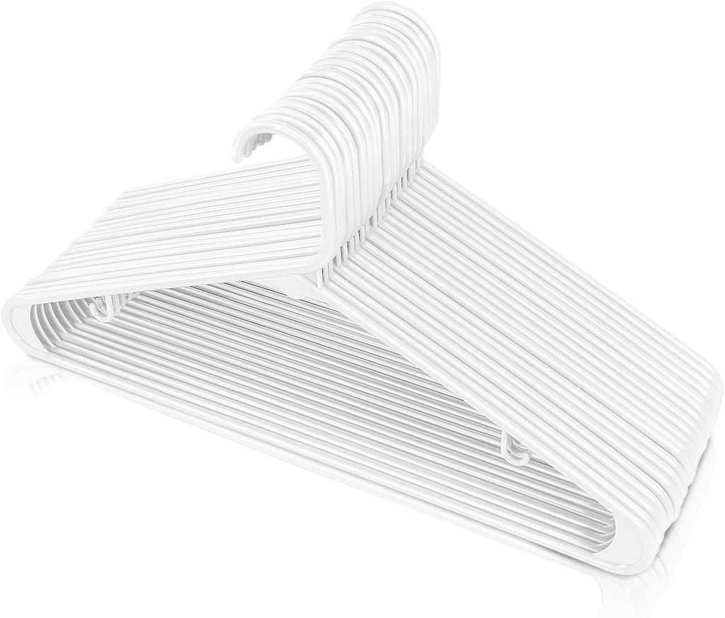 Utopia Home Plastic Hangers 20 Pack - Space Saving Clothes Hanger - Durable & Strong Closet Organizers and Storage with Built-in Strap Hooks - Essential for Shirts, Pants, Skirts & Coats (White)