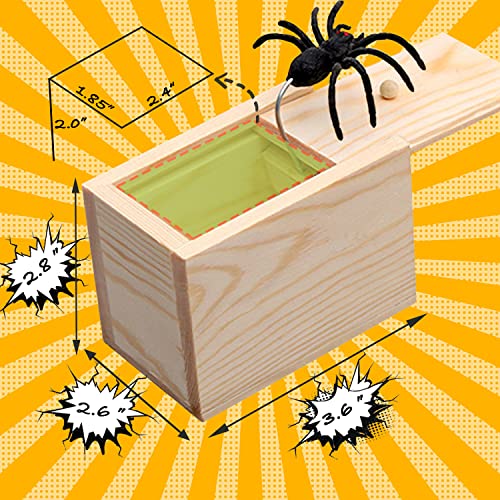 Spider Prank Box Gag Gift, Funny Surprise Gift Box Christmas White Elephant Gifts for Adults Men Women Birthday, Wooden Jump Scare Toys for Kids Ages 3-5-7 4-8-12 Year Old Boys Girls Stocking Stuffers