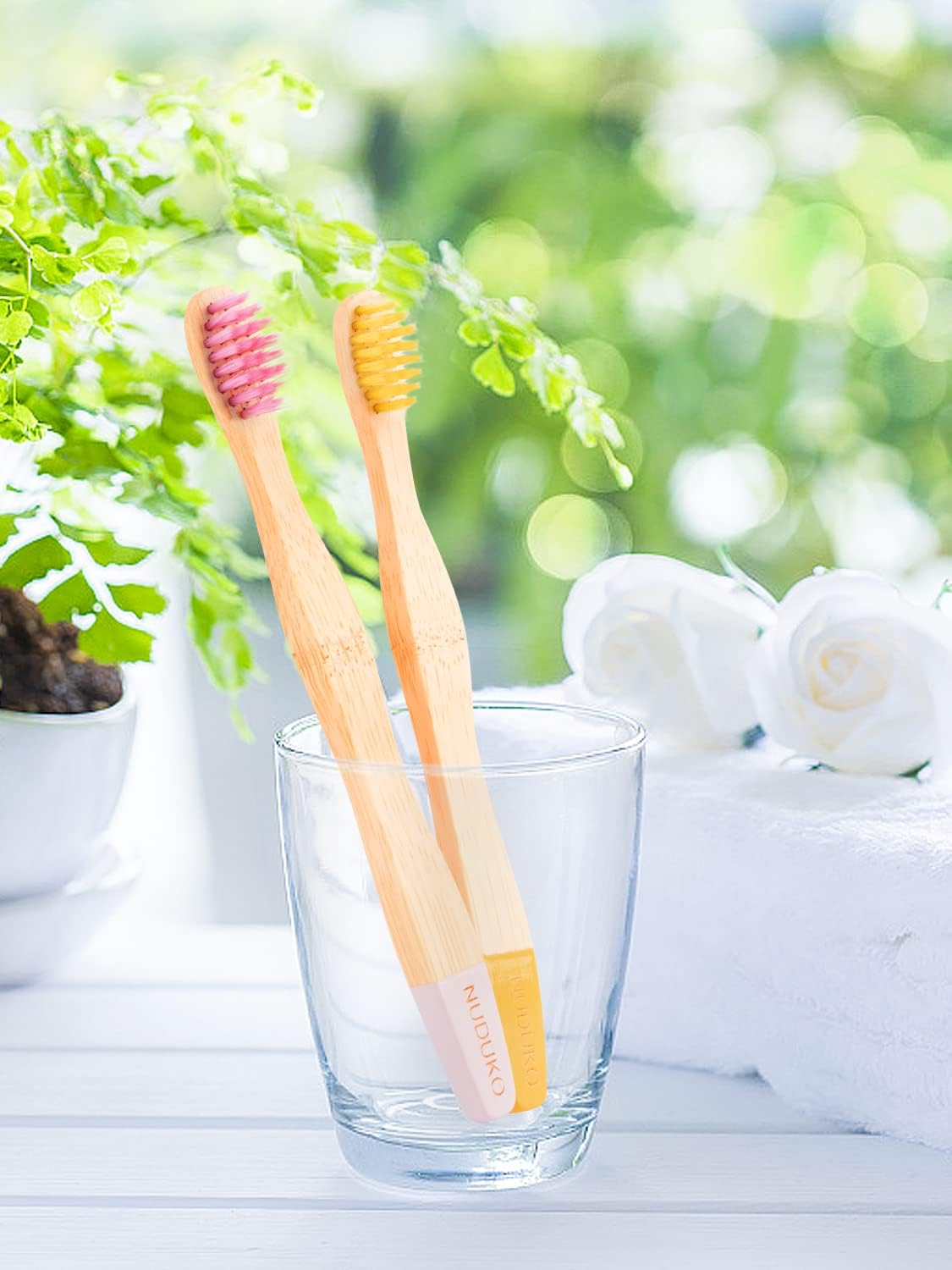 Kids Toothbrush Bamboo Toothbrushes 6 Pack - Organic Compostable Tooth Brush Wooden Baby Toddler Toothbrush, Eco-Friendly Natural Biodegradable Soft Bristle Toothbrush for Children