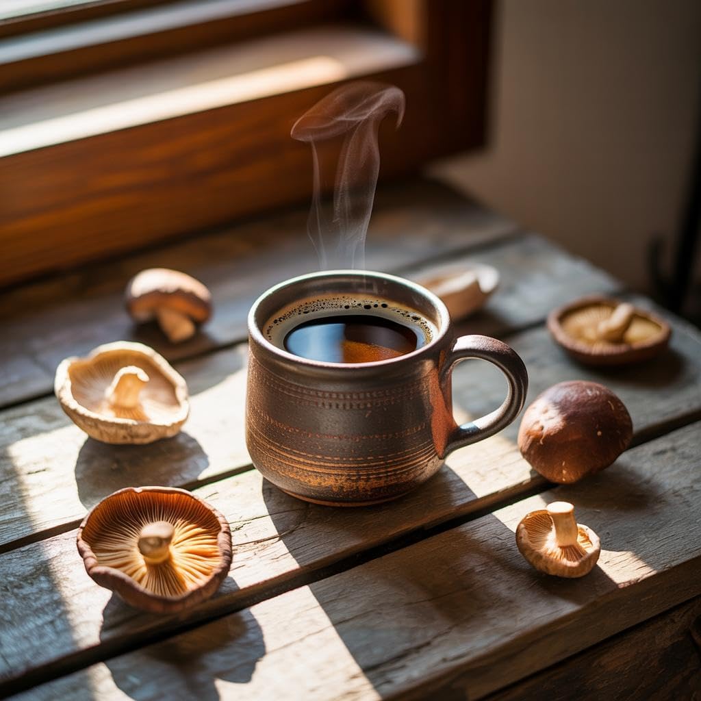Mushroom Coffee, Instant Mushroom Coffee with Cordyceps, Reishi, King Trumpet, Shitake, Turkey Tail, Lions Mane for Energy, Focus, Positive Mood & Immune Support (30 Servings)