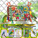 Foraging Toys for Parakeets Cockatiel Conures Lovebirds - Seagrass Wall with Various Bird Toys