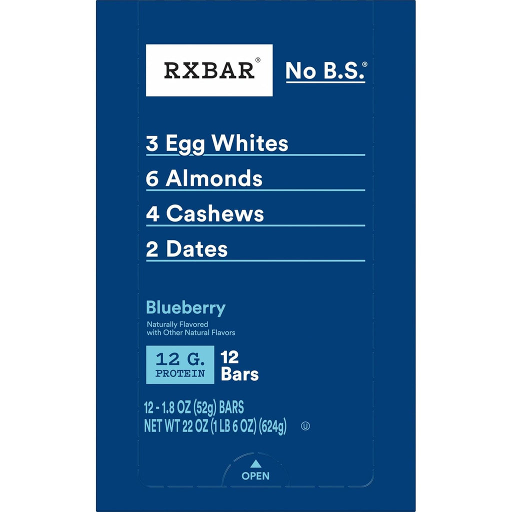 RXBAR Protein Bars, Protein Snack, Snack Bars, Blueberry, 22oz Box (12 Count)