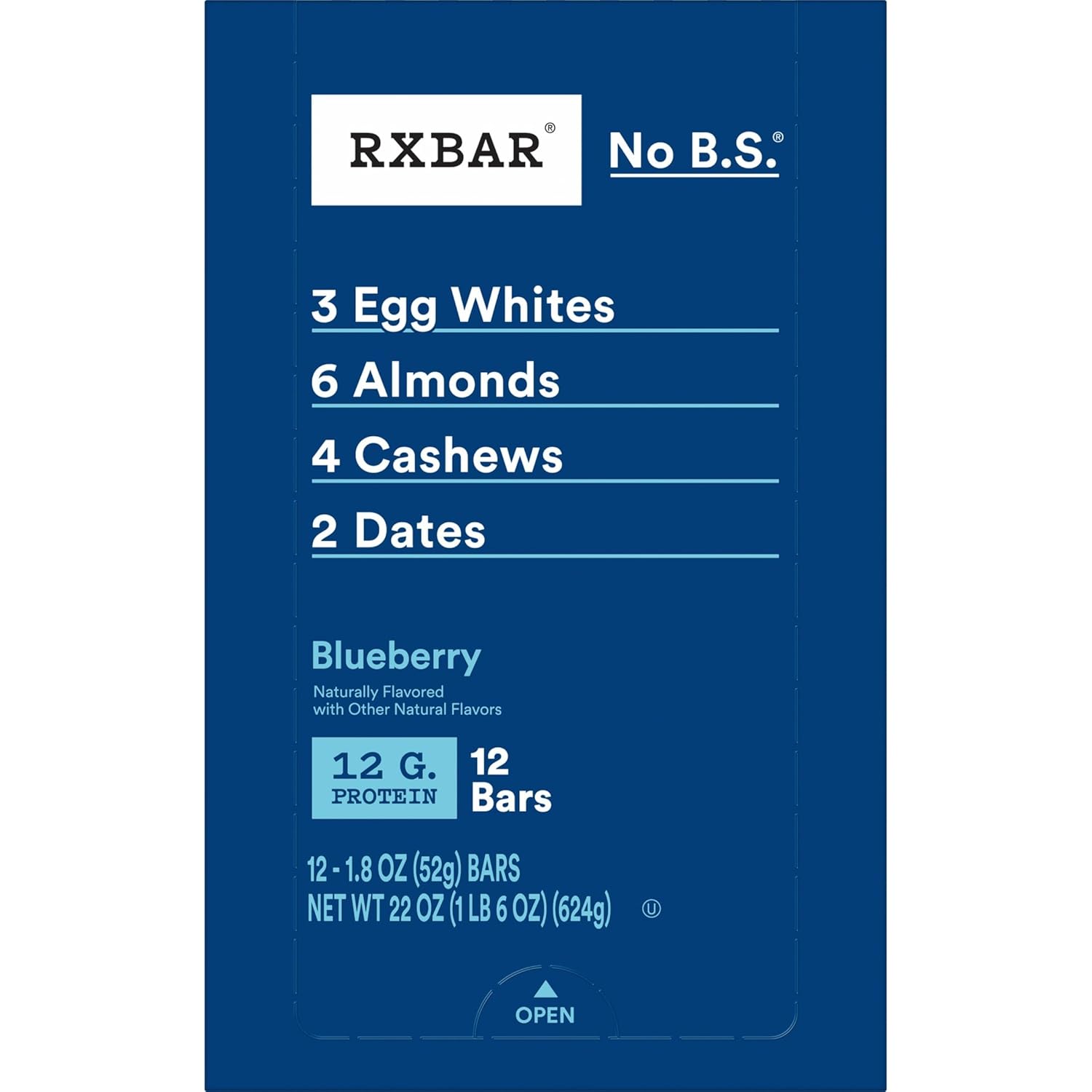 RXBAR Protein Bars, Protein Snack, Snack Bars, Blueberry, 22oz Box (12 Count)