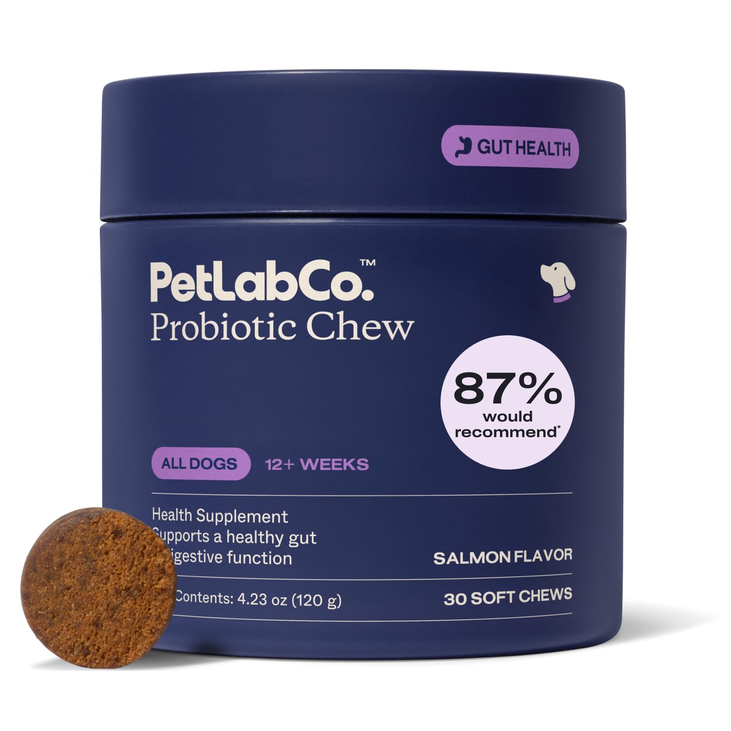 PetLab Co. Probiotic Chews for Dogs, 30 Soft Chews, Salmon | 8-strain probiotic blend with prebiotics to support digestive health, skin and seasonal allergy support