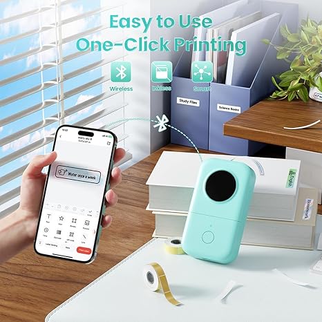 Phomemo Label Maker, D30 Portable Bluetooth Mini Label Printer Machine, Smartphone Handheld Thermal Sticker Small Labeler Multiple Templates Fonts Icon Inkless Custom Label for Home Kids, School Item