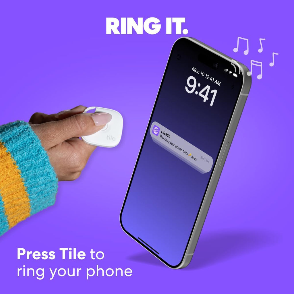 Tile by Life360 Mate Bluetooth Tracker, Keys Finder and Item Locator for Keys, Bags and More. Phone Finder. Both iOS and Android Compatible. 1-Pack (Black)